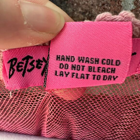 S/M Betsey Johnson Pink Mesh Peacock Vest Y2K Sheer Embroidered Festival Kawaii - Picture 4 of 6